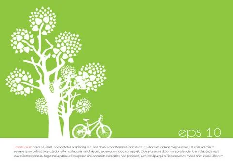 Tree an bicycle over green background vector illustration Stock Illustration