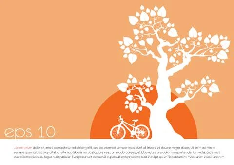 Tree an bicycle over orange background vector illustration Stock Illustration