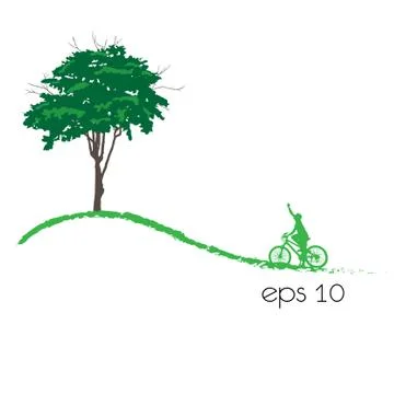 Tree an bicycle over white background vector illustration. 스톡 일러스트