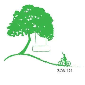 Tree an bicycle over white background vector illustration. Stock Illustration