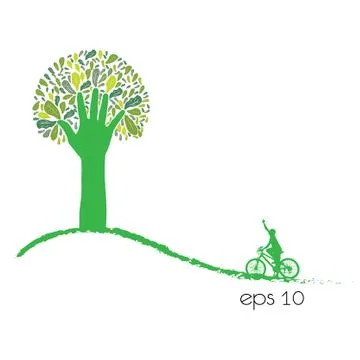 Tree an bicycle over white background vector illustration. Stock Illustration