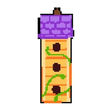 Tree bird house pixel art vector illustration Stock Illustration