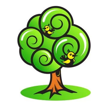 Tree with birds Illustrazione stock