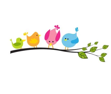 Tree with a birds Stock Illustration