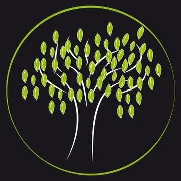 Tree on black background Stock Illustration