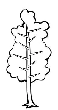 Tree black line drawing Stock Illustration