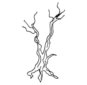Tree black line Stock Illustration