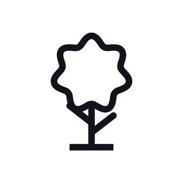 Tree Black White Line Icon Editable Stroke Vector Symbol Stock Illustration
