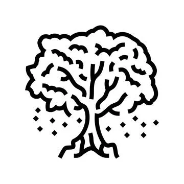 Tree bloom pollen cloud line icon vector illustration Stock Illustration