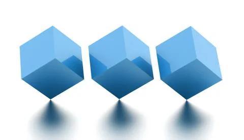 Tree blue cubes concept rendered isolated on white background Stock Illustration