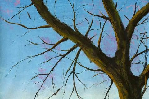 Tree on blue sky paintings monet painting claude impressionism paint landscap Stock Illustration