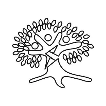 Tree Bolt Commitment Teamwork Together Outline Logo Stock Illustration