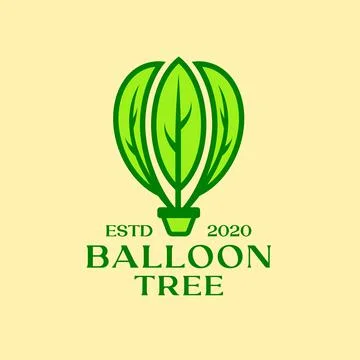 Tree bonsai form balloon logo. Tree logo vector Illustrazione stock