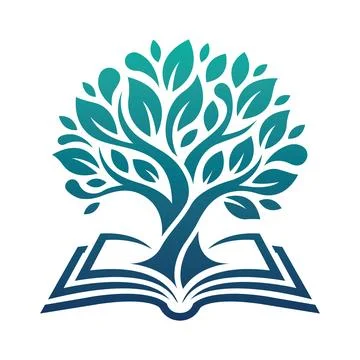 Tree Book Logo Design for Education and Knowledge Foundation Brand Stock Illustration