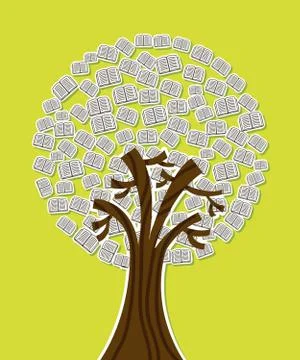 Tree with books over green background. vector illustration Stock Illustration