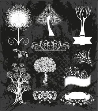 Tree borders set frames Stock Illustration