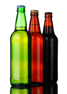 Tree bottles of beer Stock Photos