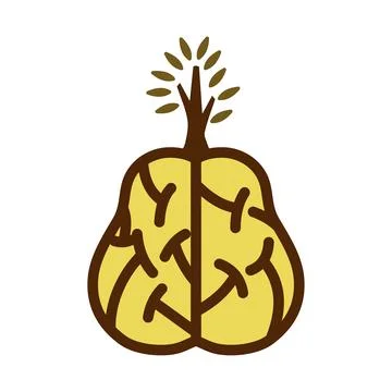 Tree brain logo Icon Illustration Brand Identity Stock Illustration