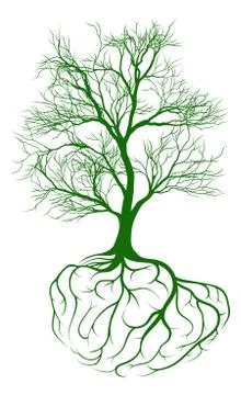 Tree with brain roots Stock Illustration