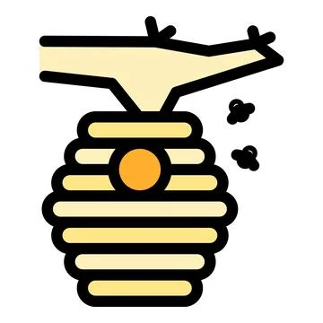 Tree branch bee hive icon vector flat Illustrazione stock