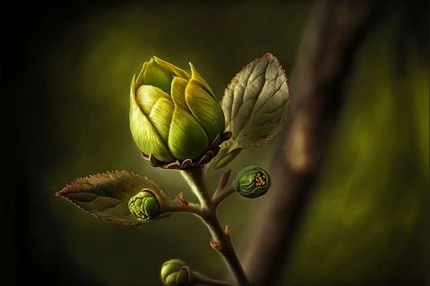 Tree branch with buds background in springtime Stock Illustration