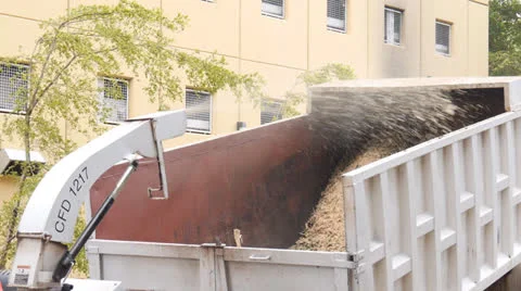 Tree branch crusher chopper grinder truck slow motion 3 Stock Footage 24134134