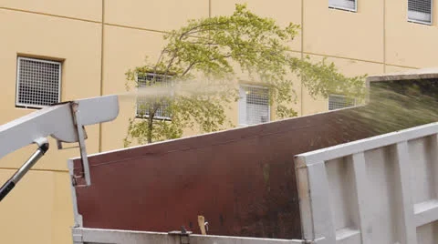 Tree branch crusher chopper grinder truck with sound Stock Footage 24184469