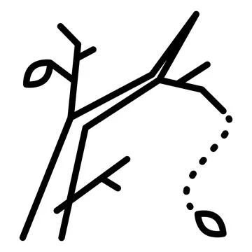 Tree Branch with Falling Leaves Line Icon Stock Illustration