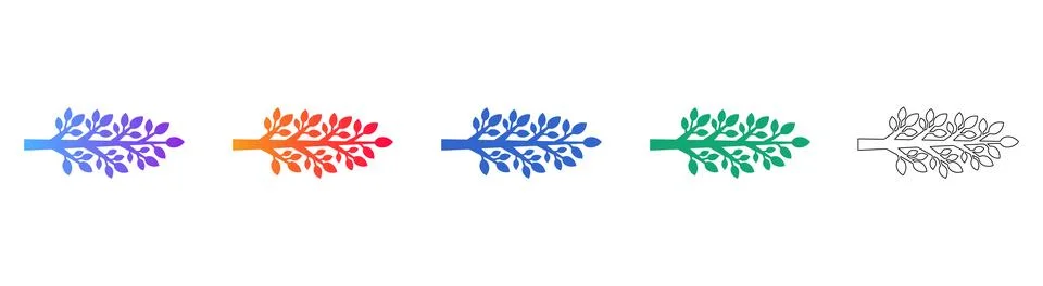 Tree Branch Growth Icon Set Stock Illustration