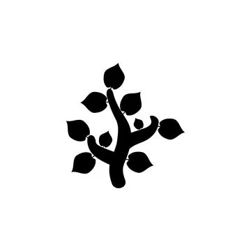 Tree Branch with Leaves Solid Flat Vector Icon Isolated on White Background Stock Illustration
