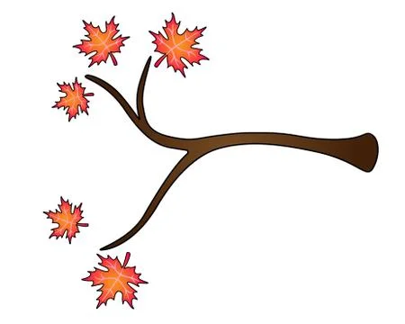 Tree branch with leaves - vector full color illustration. A branch of an autumn Stock Illustration