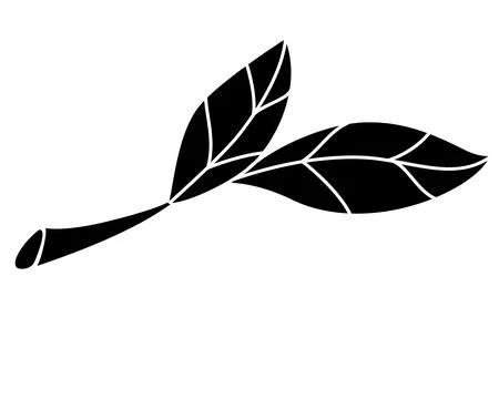 Tree branch with leaves - vector silhouette image for stencil, logo or pictogram Illustrazione stock
