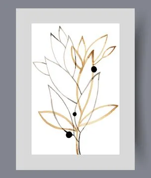 Tree branch with outline of petals of different shades for wall art on botany Stock-Illustration
