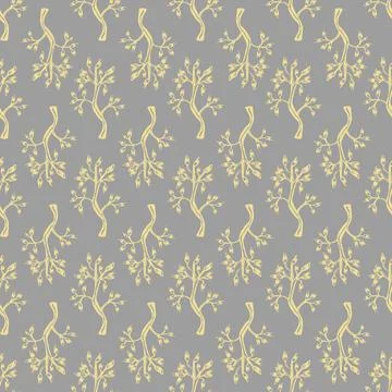 Tree branch seamless surface pattern design on grey background Stock Illustration