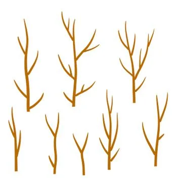 Tree branch. Set of different brown sticks. Cartoon flat illustration. Stock Illustration