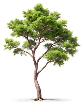 Tree branch side view on white background. Stock Photos