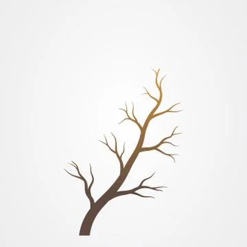 Tree branch without leaves silhouette. Tree branch vector illustration. Illustrazione stock