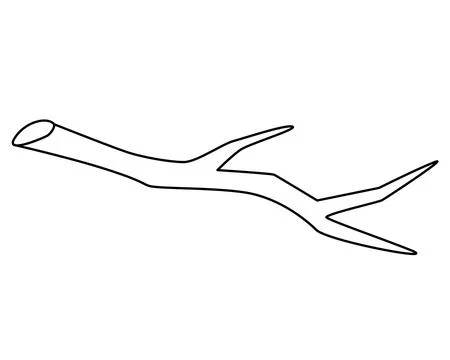 Tree branch without leaves - vector linear picture for coloring, logo Stock Illustration