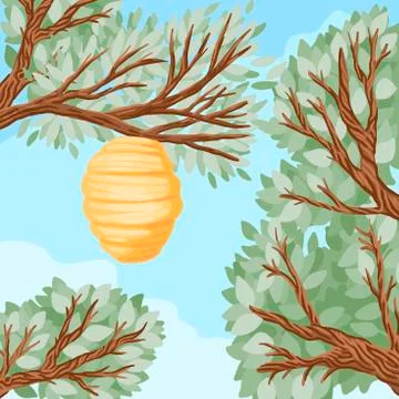 Tree branches against the sky. Forest pattern. Vector illustration Illustrazione stock