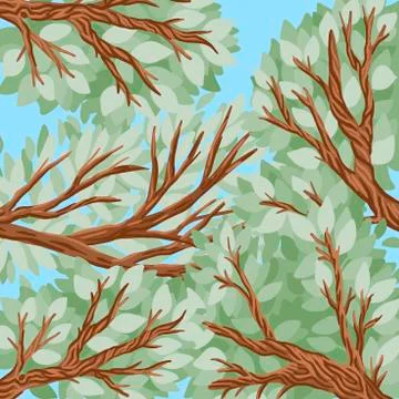 Tree branches against the sky. Forest pattern. Vector illustration Illustrazione stock