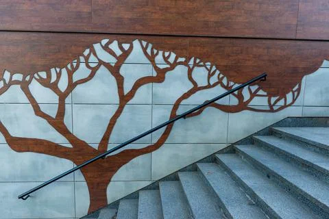 Tree branches decorated decorative tree on the wall Stock Photos
