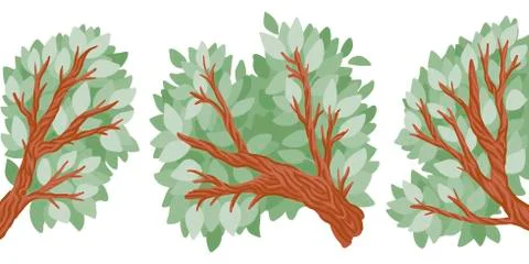 Tree branches with green leaves. Set of elements for design. Vector illustration Illustrazione stock