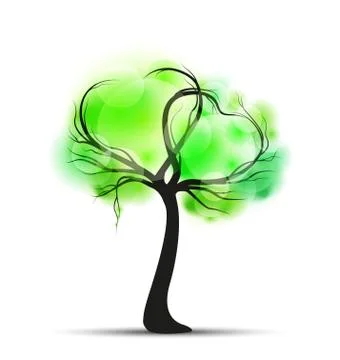 Tree with branches in heart shape Stock Illustration