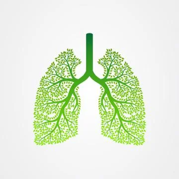 Tree branches with leaves shaped like human lungs. Stock Illustration