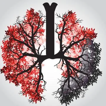 Tree Branches Like Lungs - Vector Illustration Stock Illustration