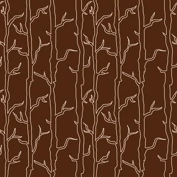 Tree branches outlines seamless pattern Stock Illustration