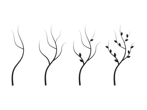 Tree branches silhouette. Set of branch tree vector illustration Stock Illustration