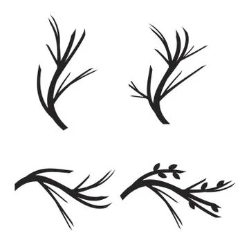 Tree branches. Vector tree branches silhouette. Leaves, swirls and floral ele Stock Illustration