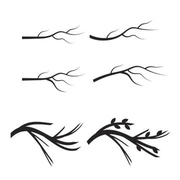 Tree branches. Vector tree branches silhouette. Leaves, swirls and floral ele Stock Illustration
