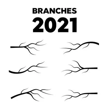Tree branches. Vector tree branches silhouette. Leaves, swirls and floral ele Stock Illustration